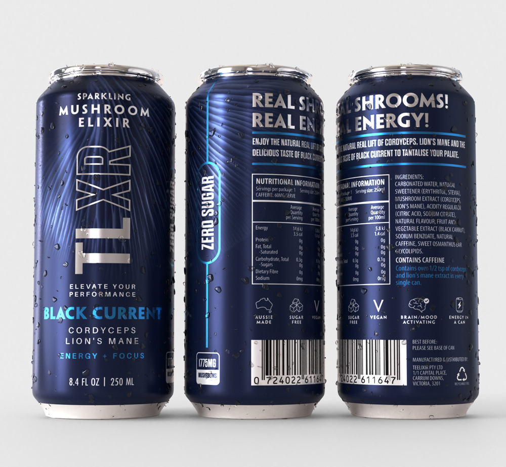 TLXR Sparkling Mushroom Elixirs - Blackcurrant - 250ml