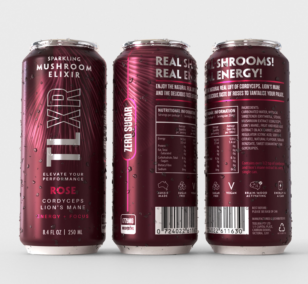 TLXR Sparkling Mushroom Elixirs - Rose - 250ml - Image 2